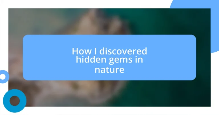 How I discovered hidden gems in nature