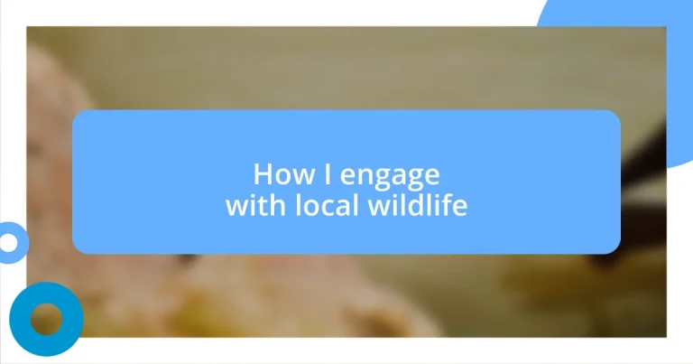 How I engage with local wildlife