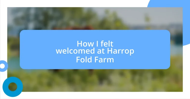 How I felt welcomed at Harrop Fold Farm