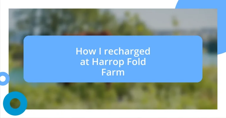 How I recharged at Harrop Fold Farm