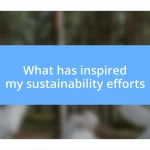 What has inspired my sustainability efforts