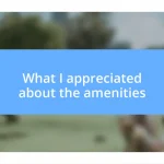 What I appreciated about the amenities