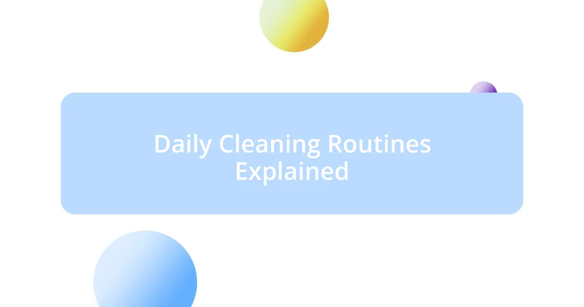 Daily Cleaning Routines Explained